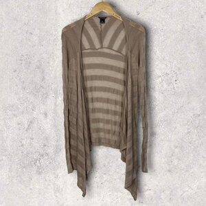 Club Monaco Striped Waterfall Cardigan‎ Beige Tan Size Large Minimalist Basic L